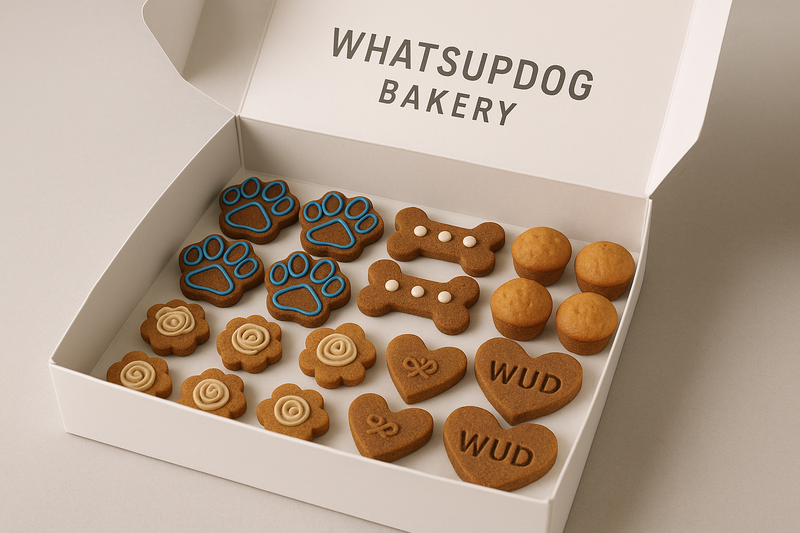 The flower shaped should just have a very thin spiral of frosting in the center. The bones should have 3 dots per, not 2. The paws should be half the size, and the frosting should outline the paw pads, not fill them.